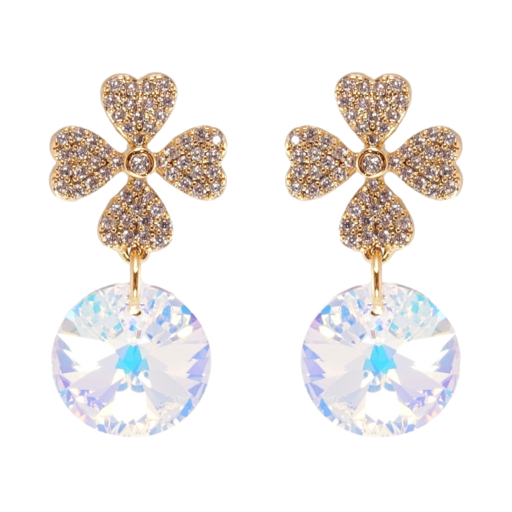 Серьги Xuping цвет 18K с кристаллами Swarovski пусеты Цветочки с кристаллами Shimmer фото №13