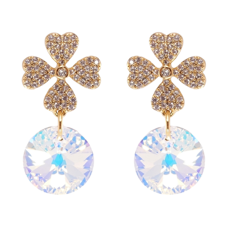 Серьги Xuping цвет 18K с кристаллами Swarovski пусеты Цветочки с кристаллами Shimmer фото №12