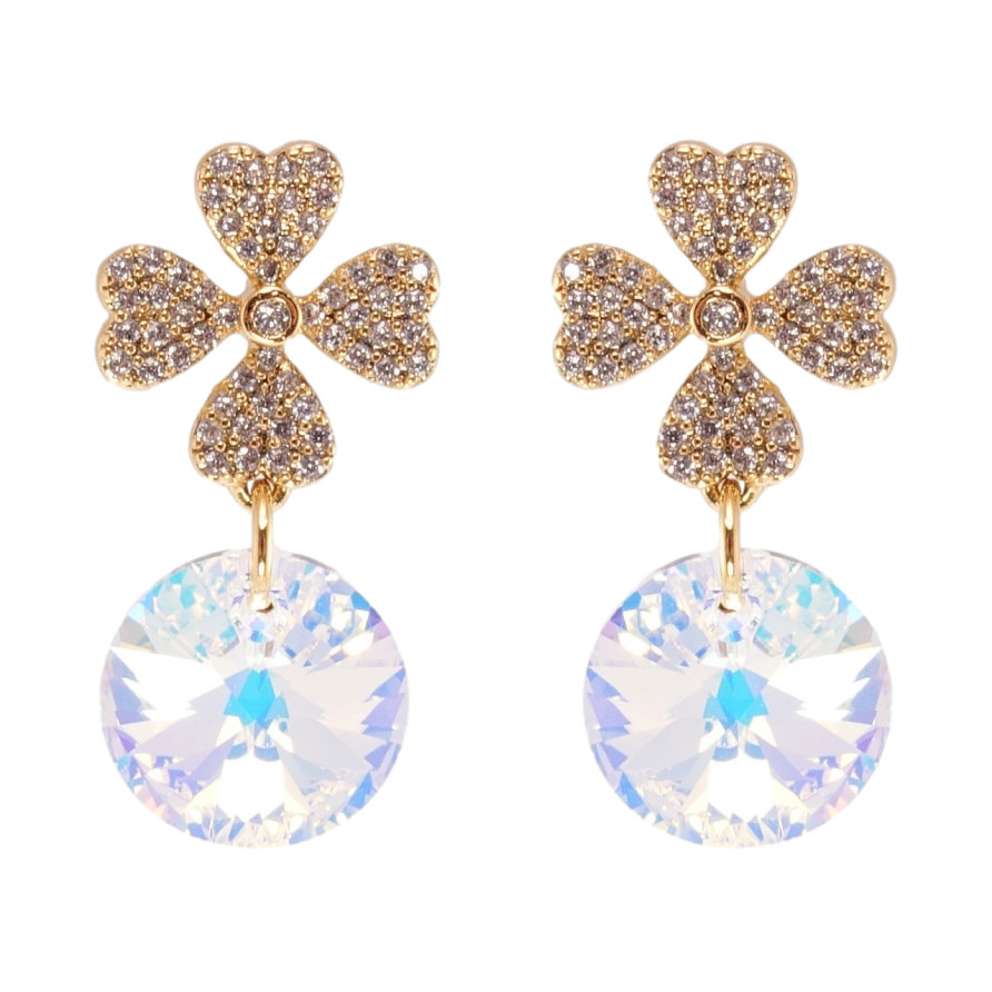 Серьги Xuping цвет 18K с кристаллами Swarovski пусеты Цветочки с кристаллами Shimmer фото №1