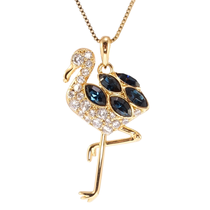 Кулон Xuping колір 18K з кр-ми Swarovski на ланцюжку Фламінго з кристалами Montana довжина 41-46см х 1мм фото №12