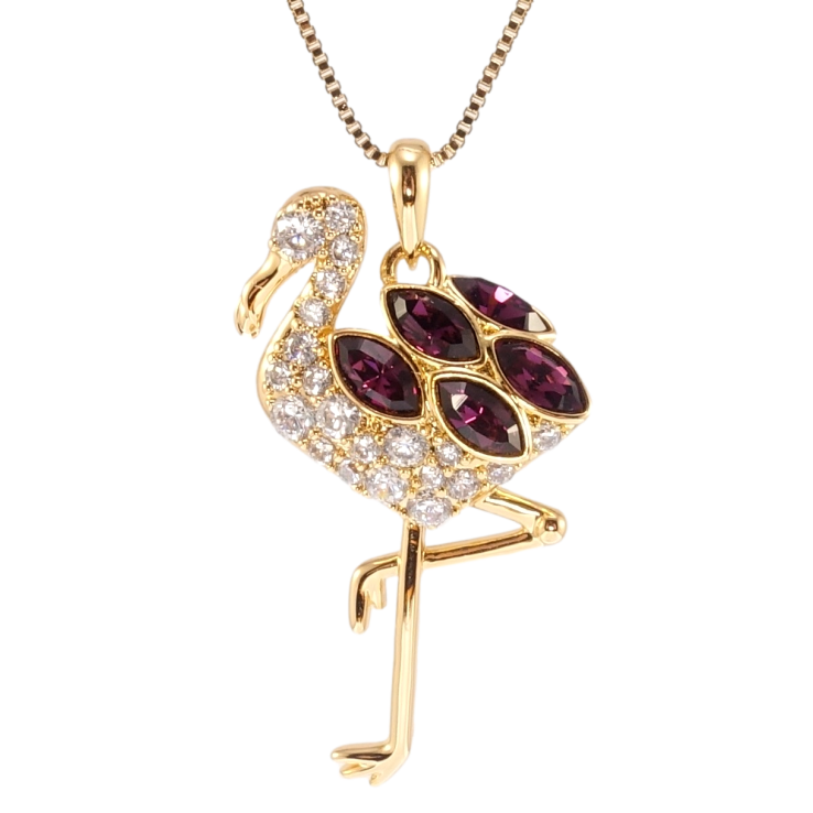 Кулон Xuping колір 18K з кр-ми Swarovski на ланцюжку Фламінго з кристалами Amethyst довжина 41-46см х 1мм фото №13