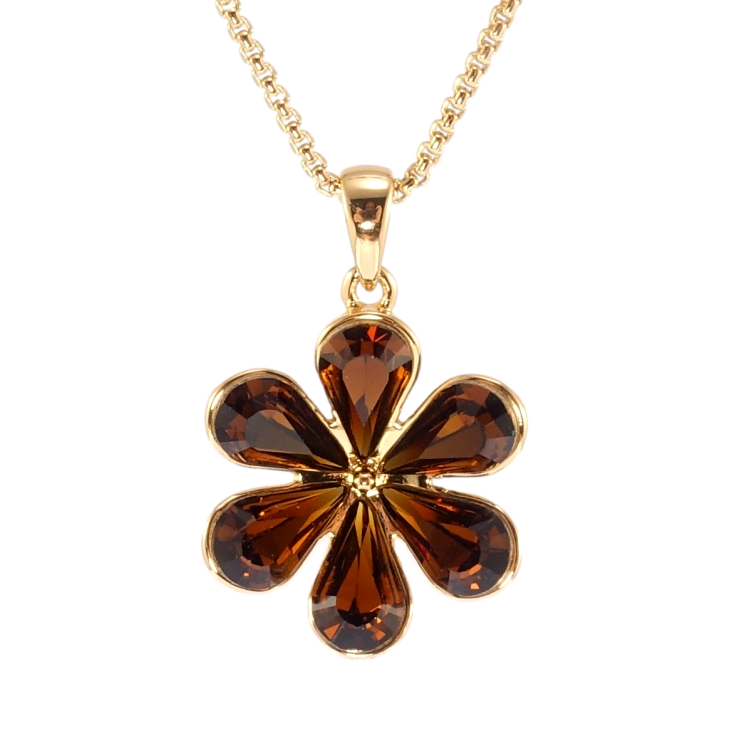 Кулон Xuping колір 18K з кр-ми Swarovski на ланцюжку Квітка з кристалами Mocca довжина 40-45см х 1мм фото №11