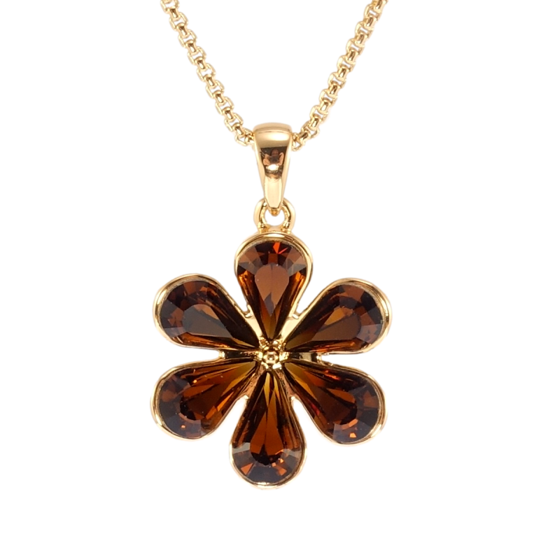 Кулон Xuping колір 18K з кр-ми Swarovski на ланцюжку Квітка з кристалами Mocca довжина 40-45см х 1мм фото №1