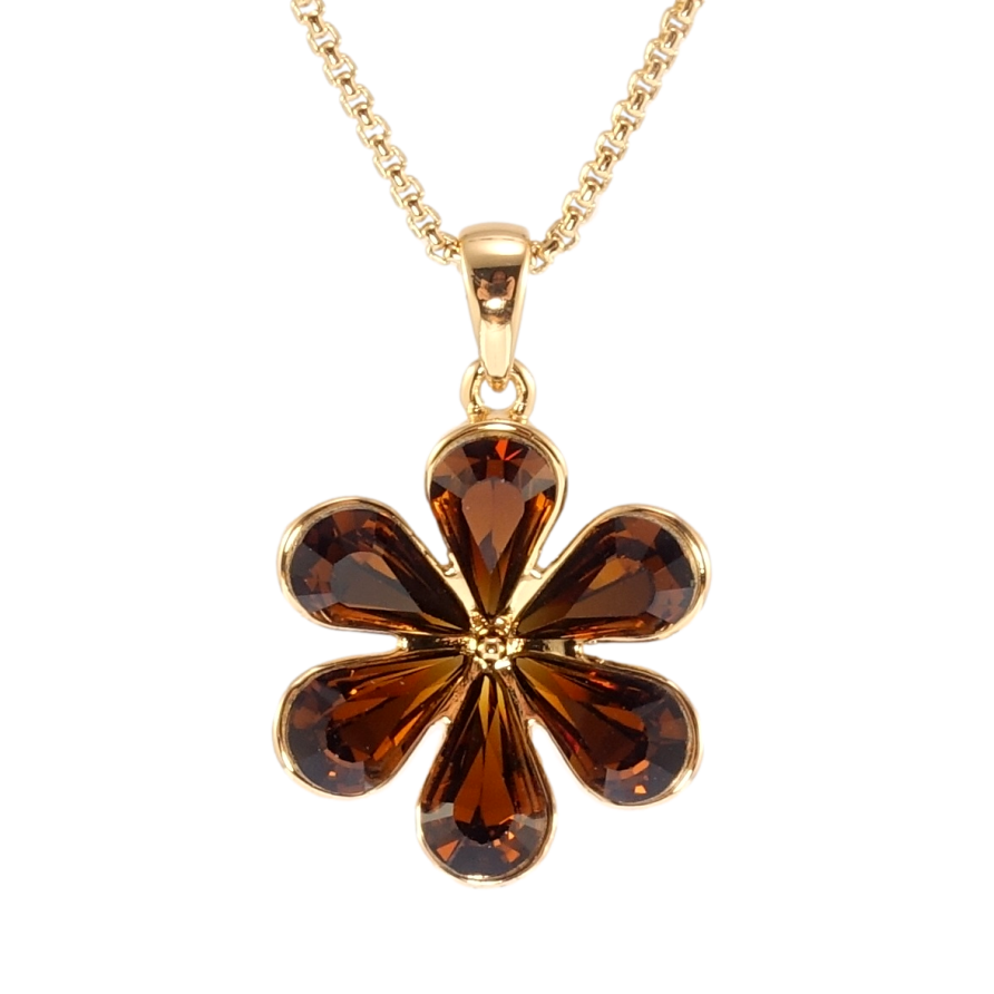 Кулон Xuping колір 18K з кр-ми Swarovski на ланцюжку Квітка з кристалами Mocca довжина 40-45см х 1мм фото №1