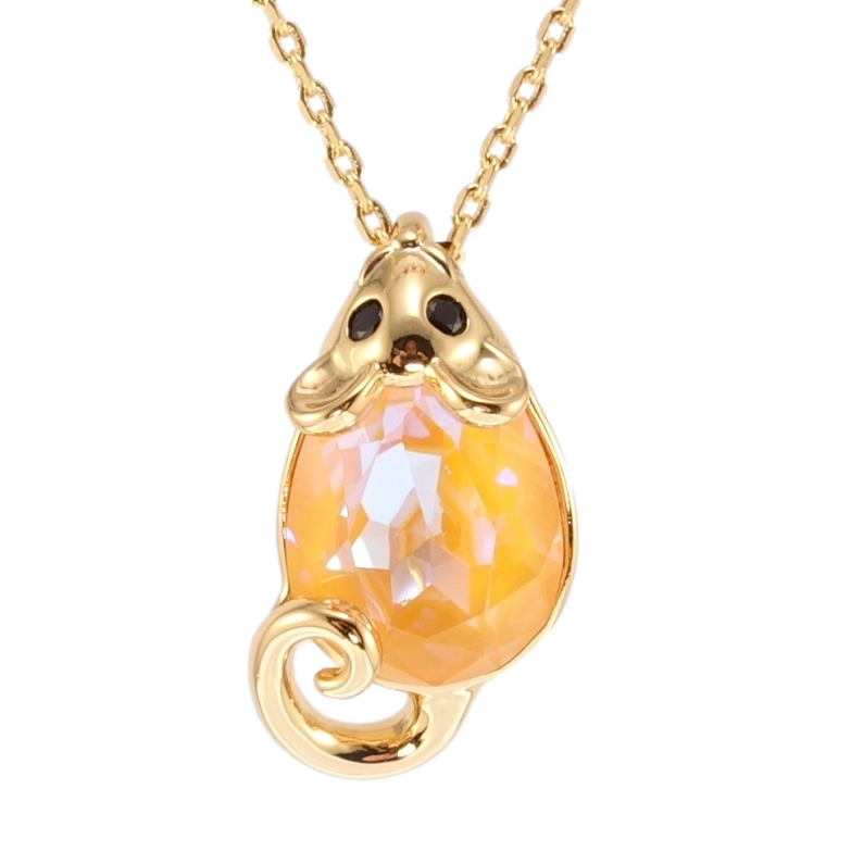Кулон Xuping колір 18K з кр-ми Swarovski на ланцюжку Мишка кристал Peach Delite довжина 40-45см х 1мм фото №1