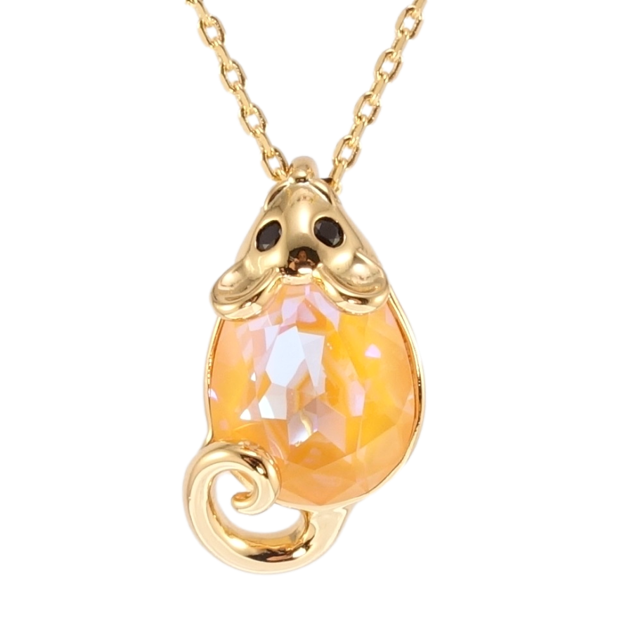 Кулон Xuping колір 18K з кр-ми Swarovski на ланцюжку Мишка кристал Peach Delite довжина 40-45см х 1мм фото №1