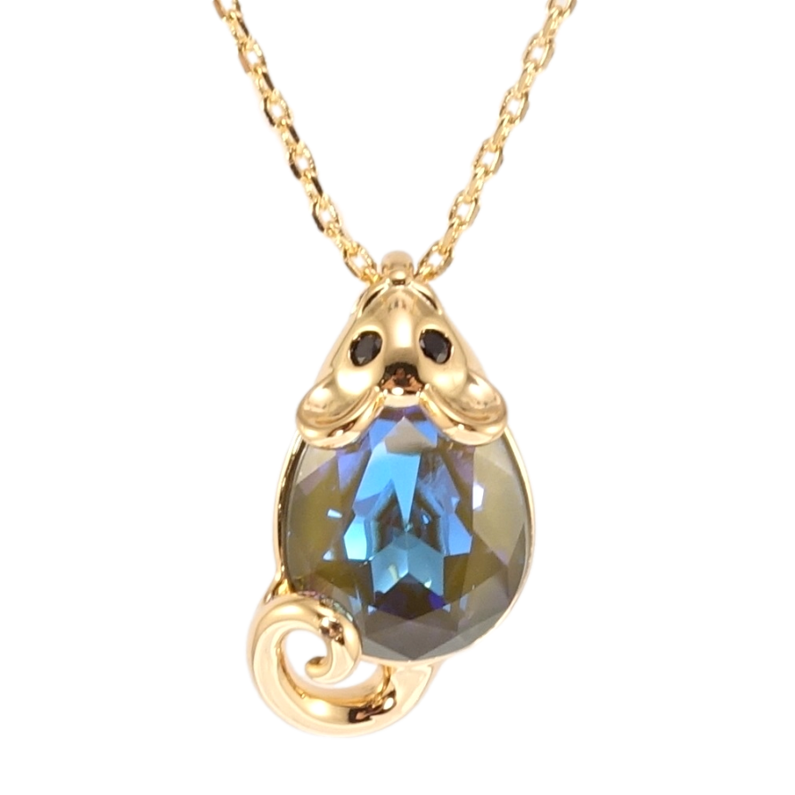 Кулон Xuping колір 18K з кр-ми Swarovski на ланцюжку Мишка кристал Army Green Delite довжина 40-45см х 1мм фото №1