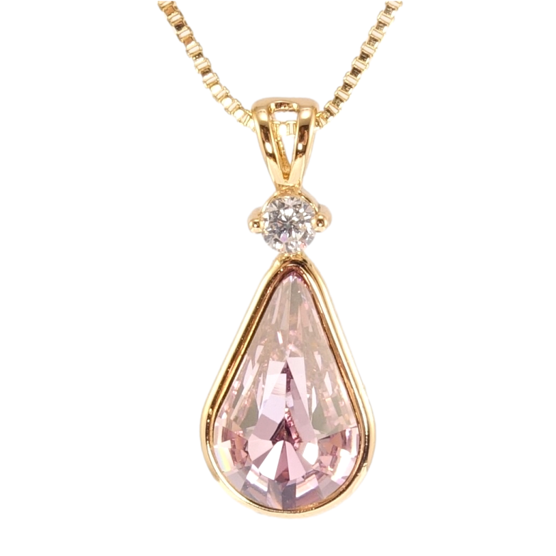 Кулон Xuping колір 18K з кр-ми Swarovski на ланцюжку Кристал Antique Pink довжина 40-45см х 1мм фото №1