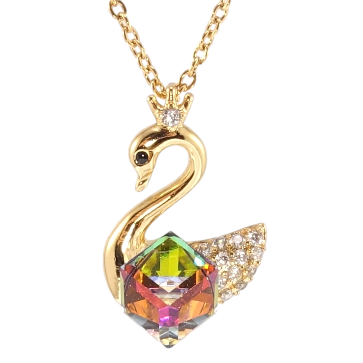 Кулон Xuping цвет 18K с кр-ми Swarovski на цепочке Лебедь с кубиком Vitrail Medium длина 41-46см х 1мм фото №17