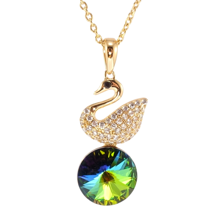 Кулон Xuping колір 18K з кр-ми Swarovski на ланцюжку Лебідь на кристалі Vitrail Medium довжина 41-47см х фото №14