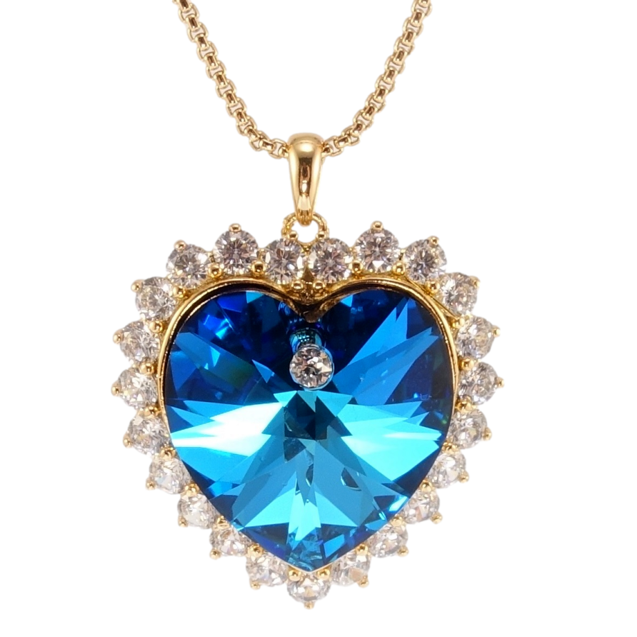 Кулон Xuping колір 18K з кр-ми Swarovski на ланцюжку Кристальне серце Capri Blue довжина 40-45см х 1мм фото №1