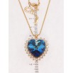 Кулон Xuping колір 18K з кр-ми Swarovski на ланцюжку Кристальне серце Capri Blue довжина 40-45см х 1мм фото №2