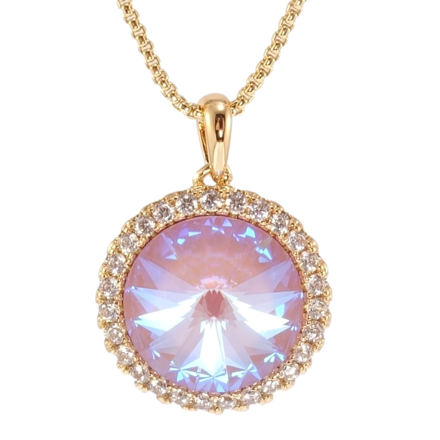 Кулон Xuping колір 18K з кр-ми Swarovski на ланцюжку Кристал Lavender Delite, ø 18мм довжина 40-45см х 1мм фото №1