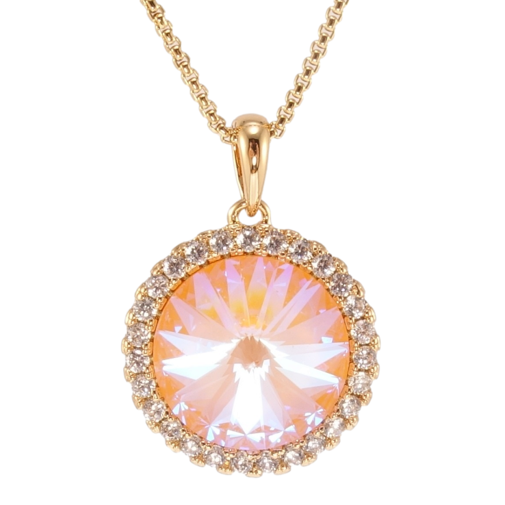 Кулон Xuping колір 18K з кр-ми Swarovski на ланцюжку Кристал Peach Delite, ø 18мм довжина 40-45см х 1мм фото №5