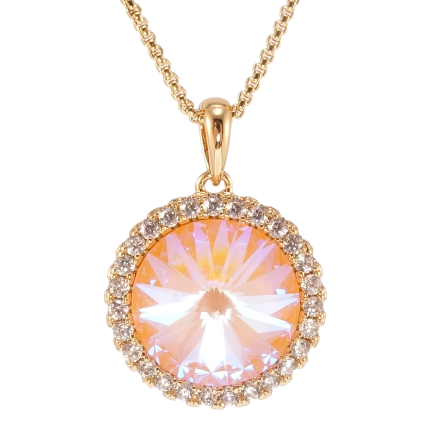 Кулон Xuping колір 18K з кр-ми Swarovski на ланцюжку Кристал Peach Delite, ø 18мм довжина 40-45см х 1мм фото №1