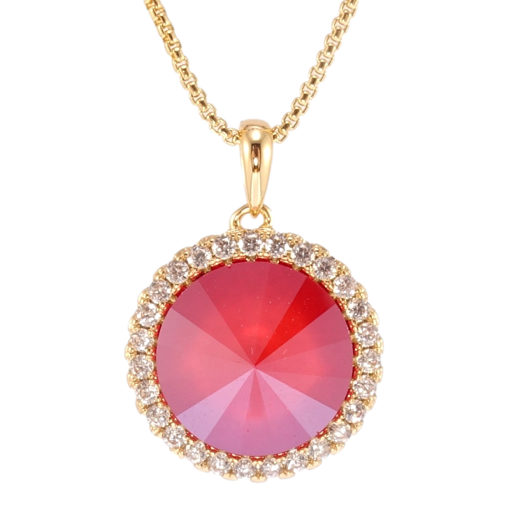 Кулон Xuping колір 18K з кр-ми Swarovski на ланцюжку Кристал Royal Red, ø 18мм довжина 40-45см х 1мм фото №3