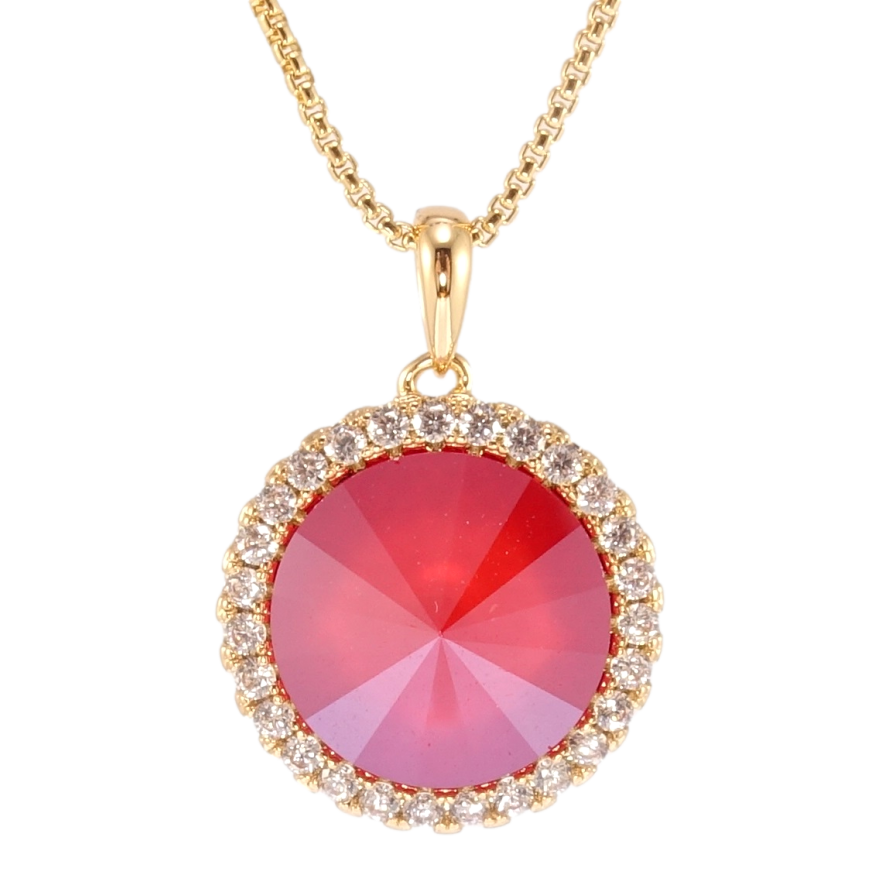Кулон Xuping колір 18K з кр-ми Swarovski на ланцюжку Кристал Royal Red, ø 18мм довжина 40-45см х 1мм фото №1