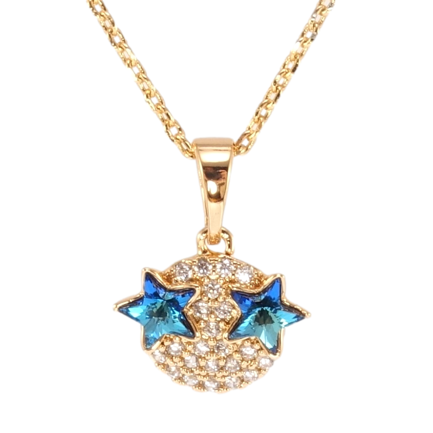 Кулон Xuping колір 18K з кр-ми Swarovski на ланцюжку Зірки кристали Capri Blue довжина 39-44см х 1мм фото №1