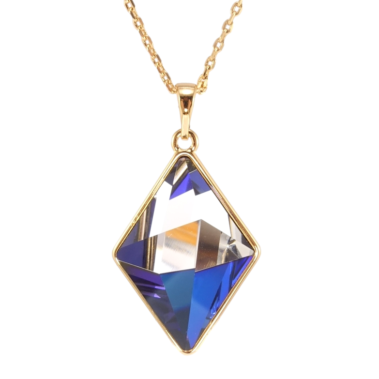 Кулон Xuping колір 18K з кр-ми Swarovski на ланцюжку Кристальний ромб Majestic Blue 25х18мм довжина 40-45см фото №1