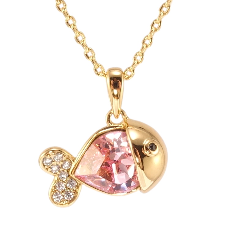 Кулон Xuping колір 18K з кр-ми Swarovski на ланцюжку Рибка з кристалом Rose довжина 39-44см х 1мм фото №5