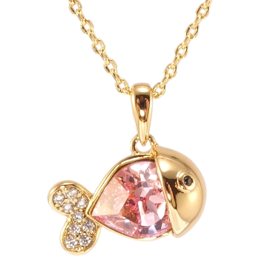 Кулон Xuping колір 18K з кр-ми Swarovski на ланцюжку Рибка з кристалом Rose довжина 39-44см х 1мм фото №1