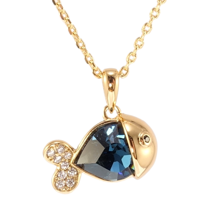 Кулон Xuping цвет 18K с кр-ми Swarovski на цепочке Рыбка с кристаллом Montana длина 39-44см х 1мм фото №16