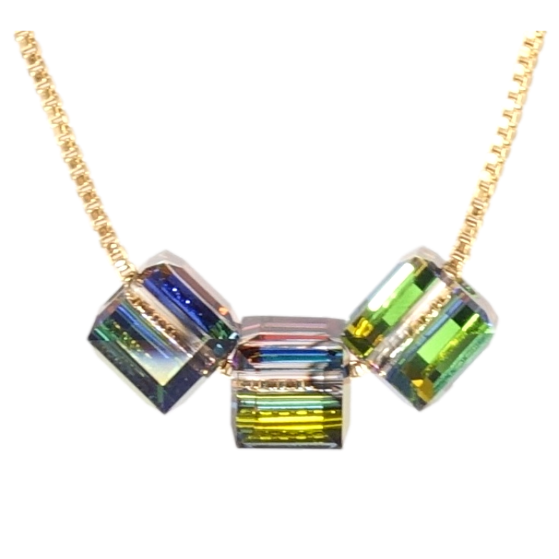 Кулон Xuping колір 18K з кр-ми Swarovski на ланцюжку Кристальні намистини Vitrail Medium довжина 40-45см х 1мм фото №2