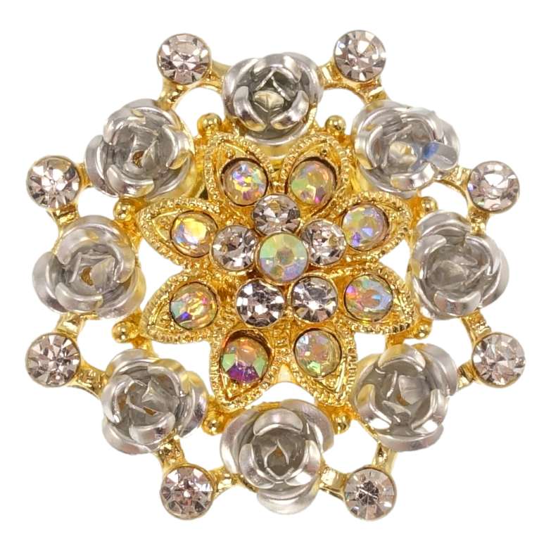 Брошь Цветок со стразами фото №1
