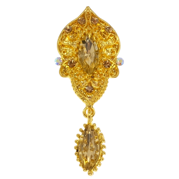 Брошка Декоративний візерунок із золотистими стразами фото №14