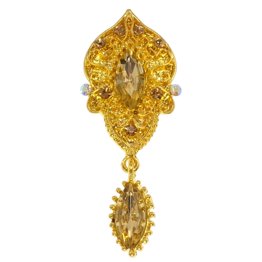 Брошка Декоративний візерунок із золотистими стразами фото №1