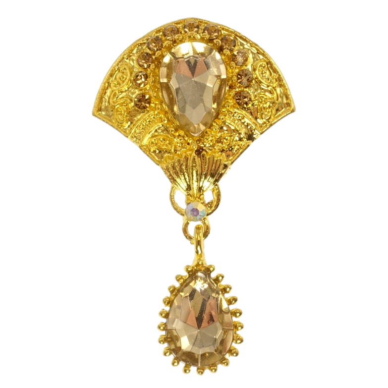 Брошка Декоративний візерунок із золотистими стразами фото №1