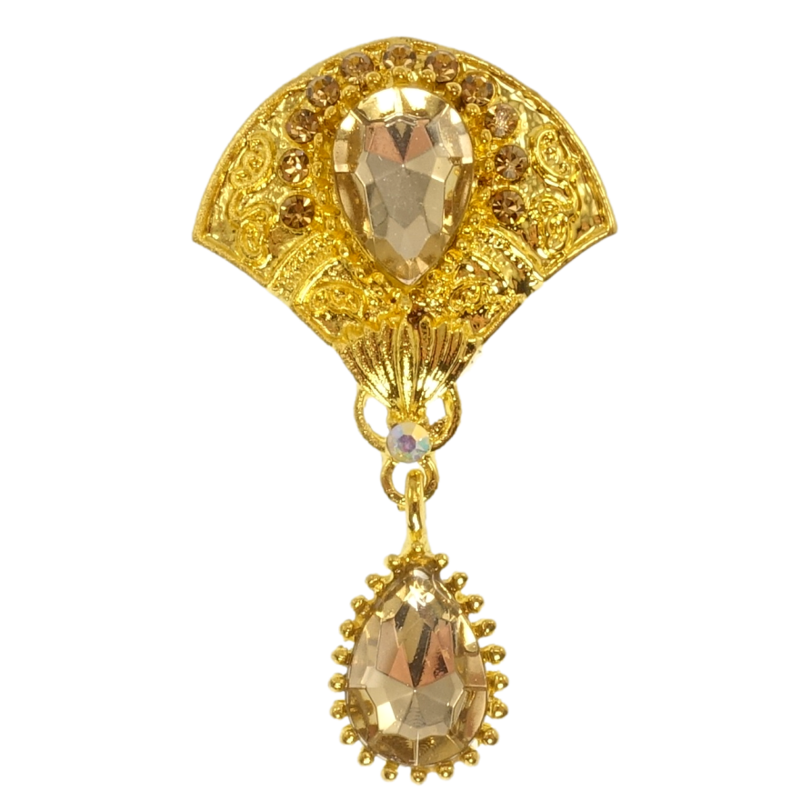 Брошь Декоративный узор с золотистыми стразами фото №1