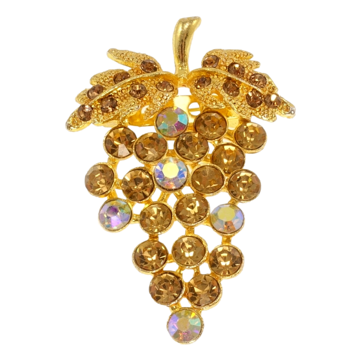 Брошка Грона винограду з коричневими стразами фото №16