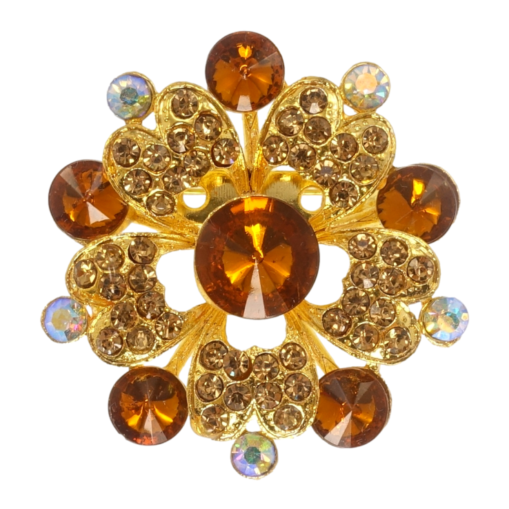Брошка Квітка з коричневими стразами фото №14