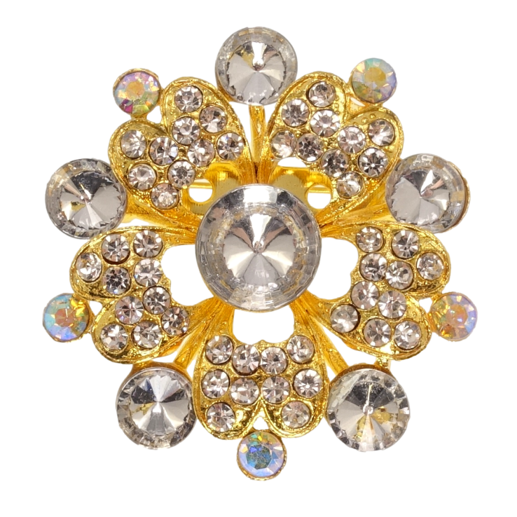 Брошка Квітка з білими стразами фото №23