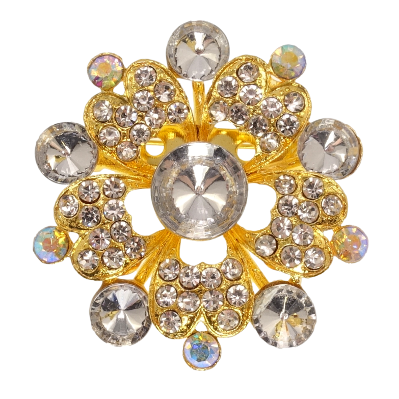 Брошка Квітка з білими стразами фото №8