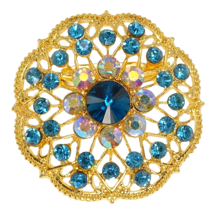 Брошка Квітка з бірюзовими стразами фото №21