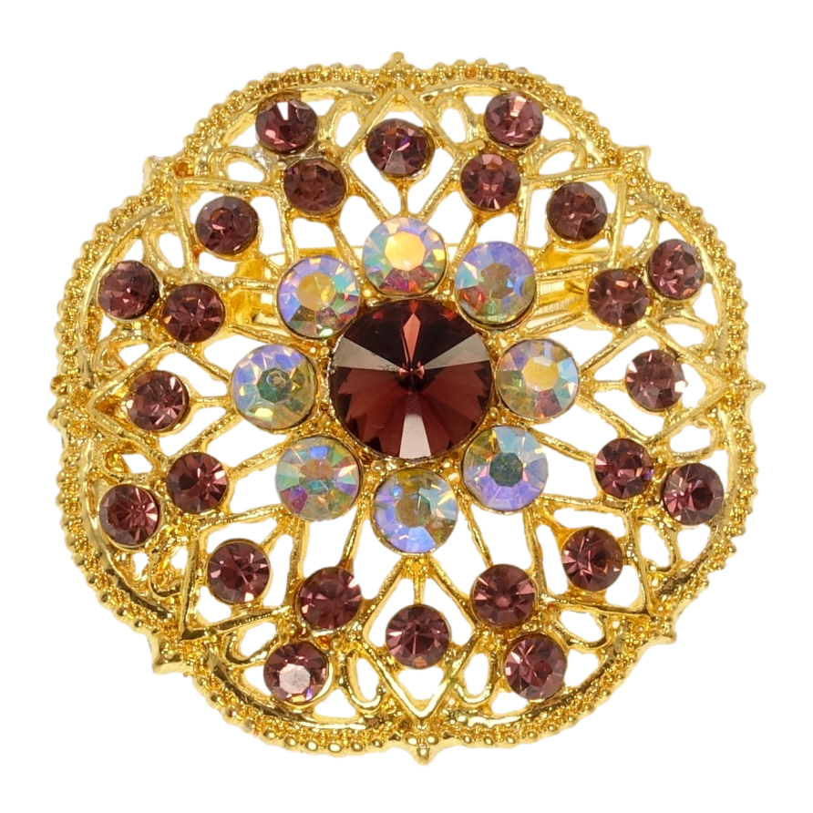 Брошка Квітка з бордовими стразами фото №1