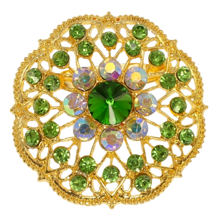 Брошка Квітка із зеленими стразами фото №9