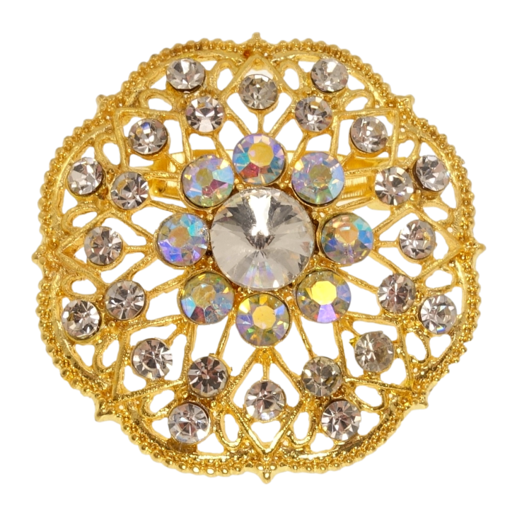 Брошка Квітка з білими стразами фото №6