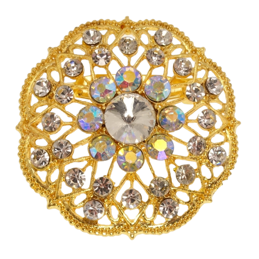 Брошка Квітка з білими стразами фото №1