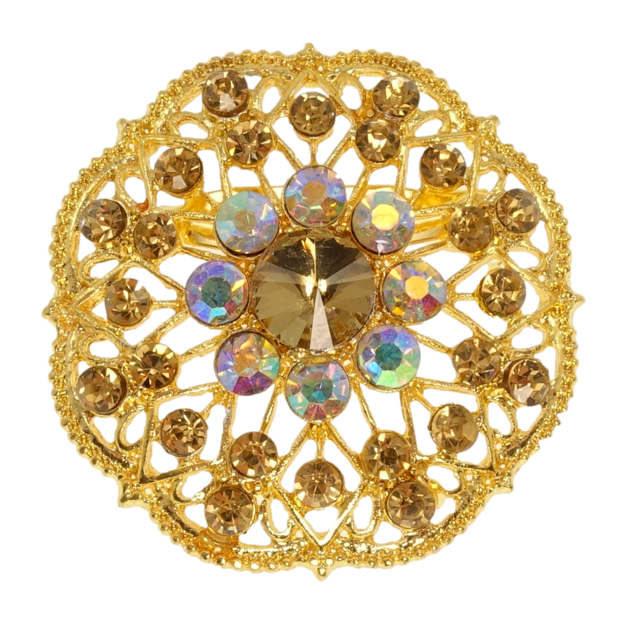 Брошка Квітка з коричневими стразами фото №1