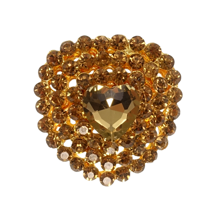 Брошь Сердце с коричневыми стразами фото №4