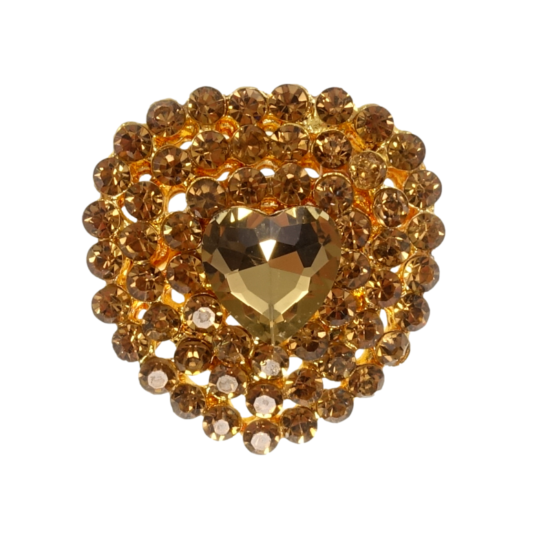 Брошь Сердце с коричневыми стразами фото №3