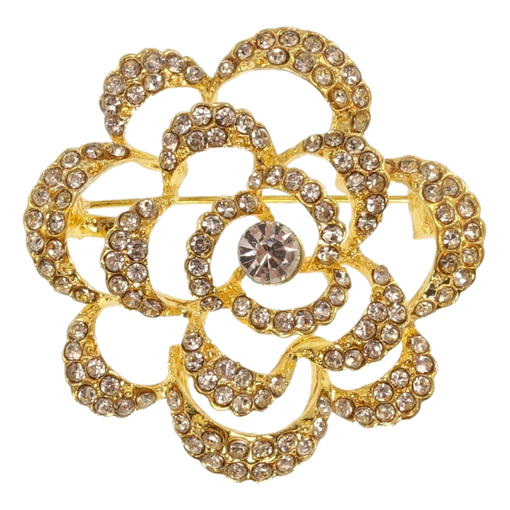 Брошка Квітка з білими стразами фото №24