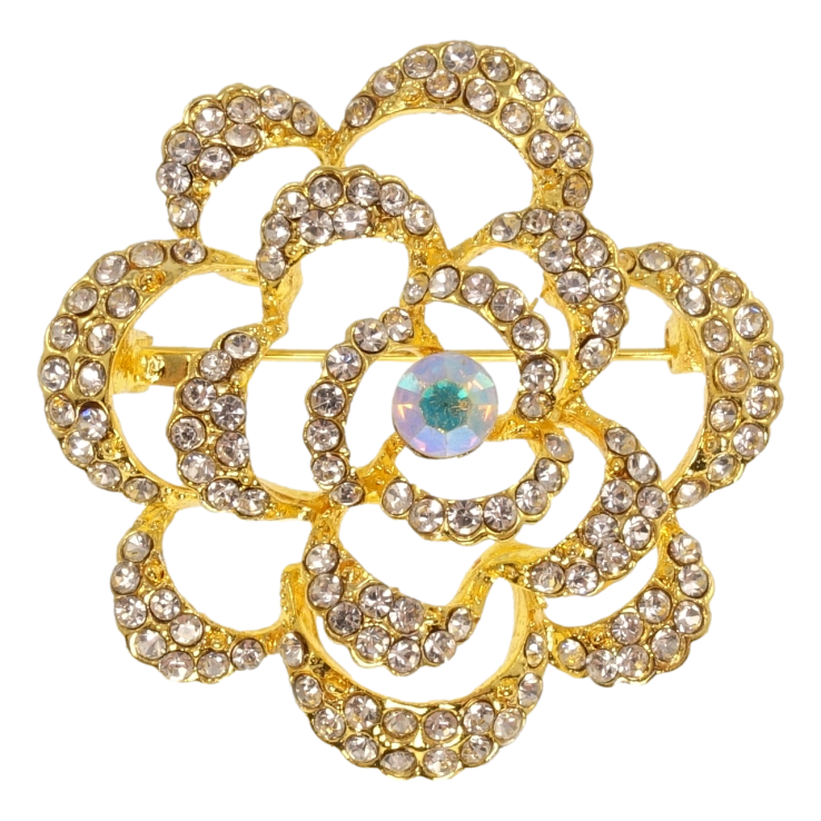 Брошка Квітка з білими стразами фото №22