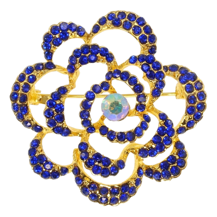 Брошка Квітка з синіми стразами фото №18