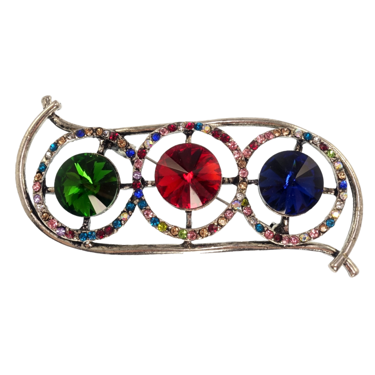 Брошь Орнамент с разноцветными кристаллами фото №12
