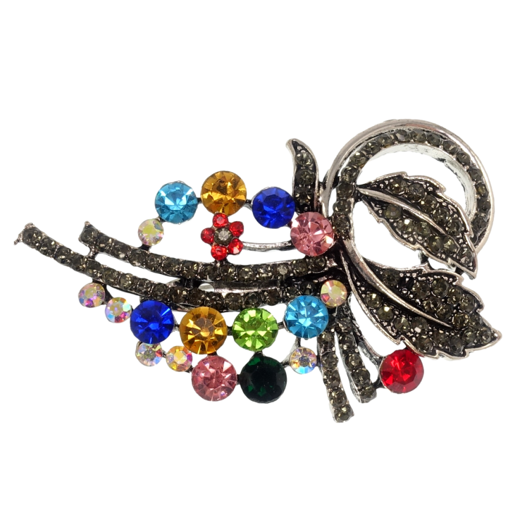 Брошка Гілочка з різнокольоровими стразами фото №17 Брошка Гілочка з різнокольоровими стразами фото №17
