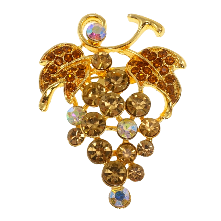 Брошь Виноградная гроздь с коричневыми стразами фото №9
